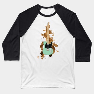 T-Style Electric Guitar Maple Surf Green Color Baseball T-Shirt